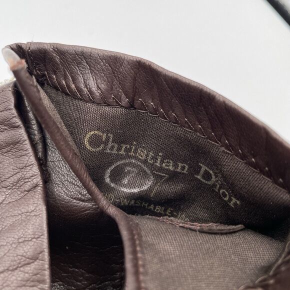 Vintage Christian Dior Women’s Leather Gloves Chocolate Brown Glam Classic Chic - Picture 5 of 9